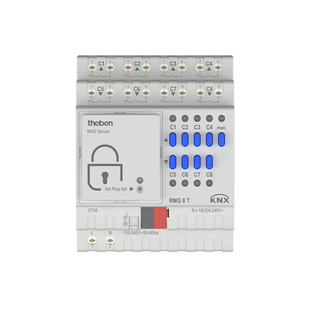 Theben 4930200 RMG 8 T KNX Schalt-/Jalousieaktor 4/8-fach, Grundgerät