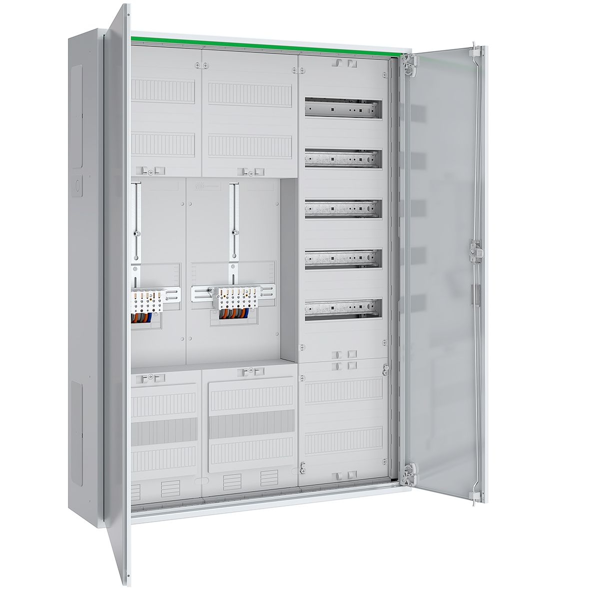 ABN ABNRS307Z0052 Zählerschrank 3Pkt, 2Z, 1V, 1APZ, HLAK/ZSK, IP44, SKII, 5-polig, BxHxT 800x1100x210 mm, weiß