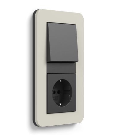 Gira 0211427 Abdeckrahmen 1-fach, Gira E3, sand Soft-Touch mit Trägerrahmen anthrazit