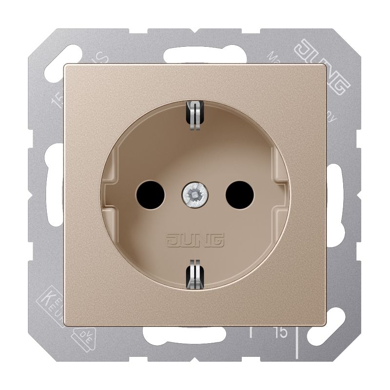 Jung A1520KICH Schutzkontakt-Steckdose, Safety Plus, Duroplast lackiert, Serie A, champagner