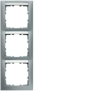 Berker 10139959 Rahmen 3-fach senkrecht, mit Beschriftungsfeld, S.1, aluminium matt