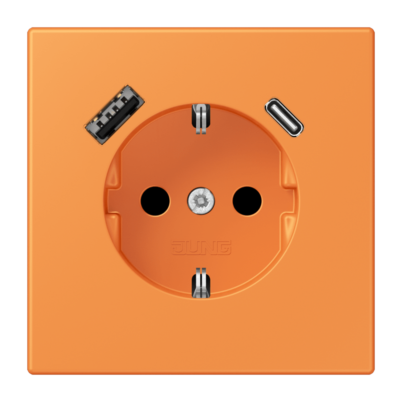Jung LC152015CA225 Schutzkontakt-Steckdose mit USB-Ladegerät Typ AC, Safety+, Les Couleurs® 32081, orange clair