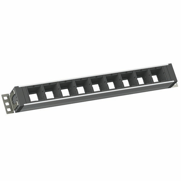 Bachmann 903.003 Steckdosenleiste UNIVERSAL 19 Zoll für Medienracks und IT-Panels 1,5 HE, 9x Custom Module, Leergehäuse, edelstahl/schwarz