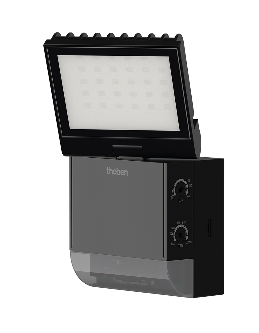 Theben 1020801 theLeda S8-100 BK LED-Strahler mit Bewegungsmelder, schwarz, 4000 K, 900 lm
