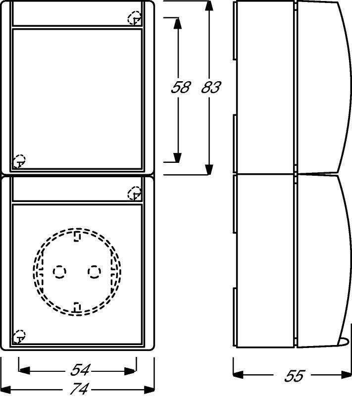 Busch-Jaeger 2601/6/20EW-54  Kombination Steckdose / Schalter, Aufputz IP44