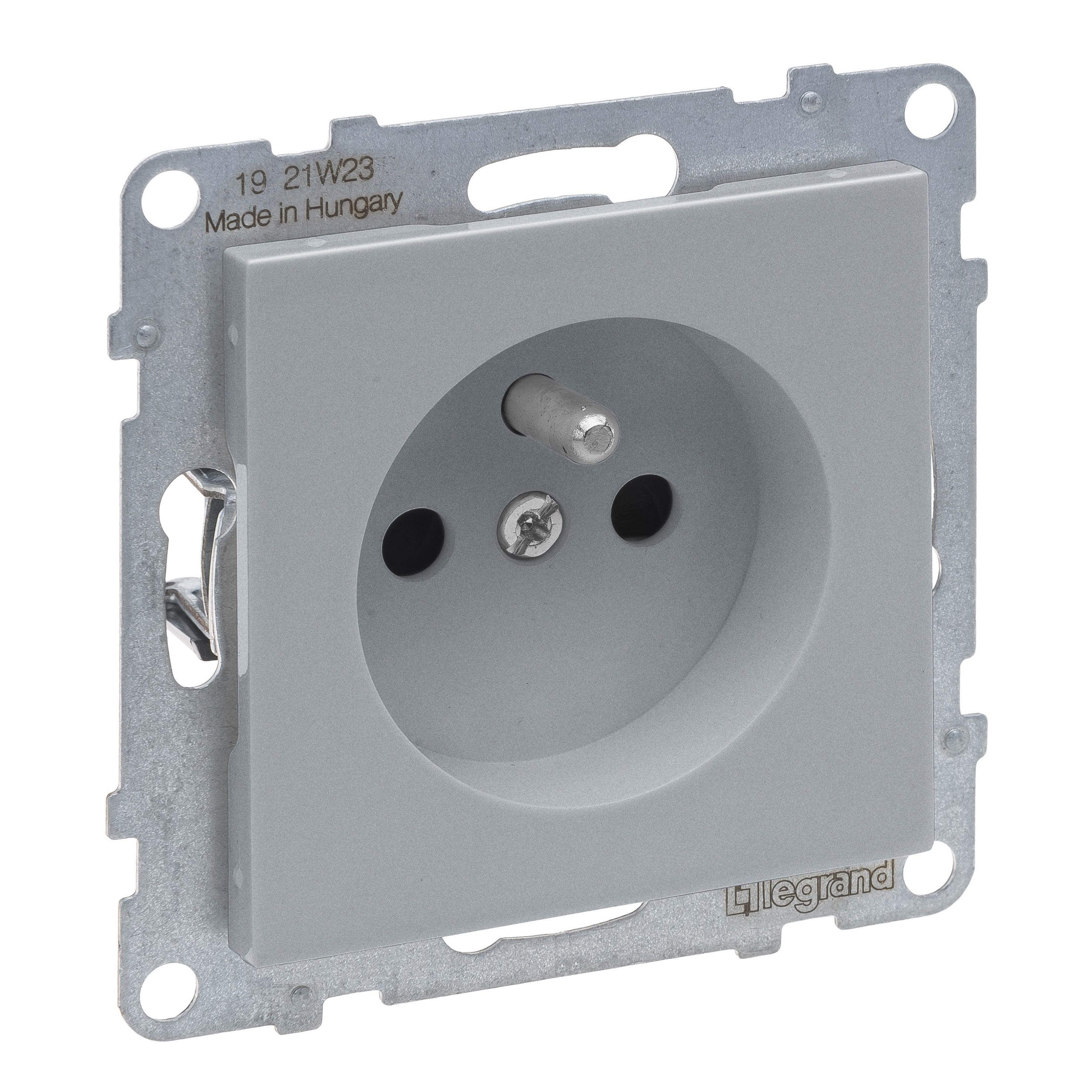 Legrand 765280 SEANO Steckdose französischer/ belgischer Standard, Steckklemmen, mit erhöhtem Berührungsschutz, aluminium lackiert