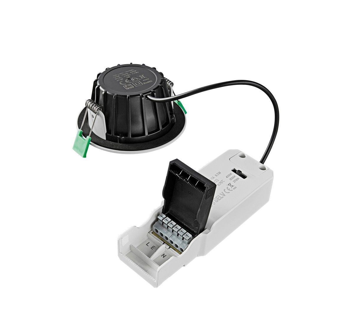 Heitronic 500947 LED Einbaustrahler DL8002,rund, 8,5 W, 2700 - 4000 K,  IP65, schwenkbar, dimmbar, weiß
