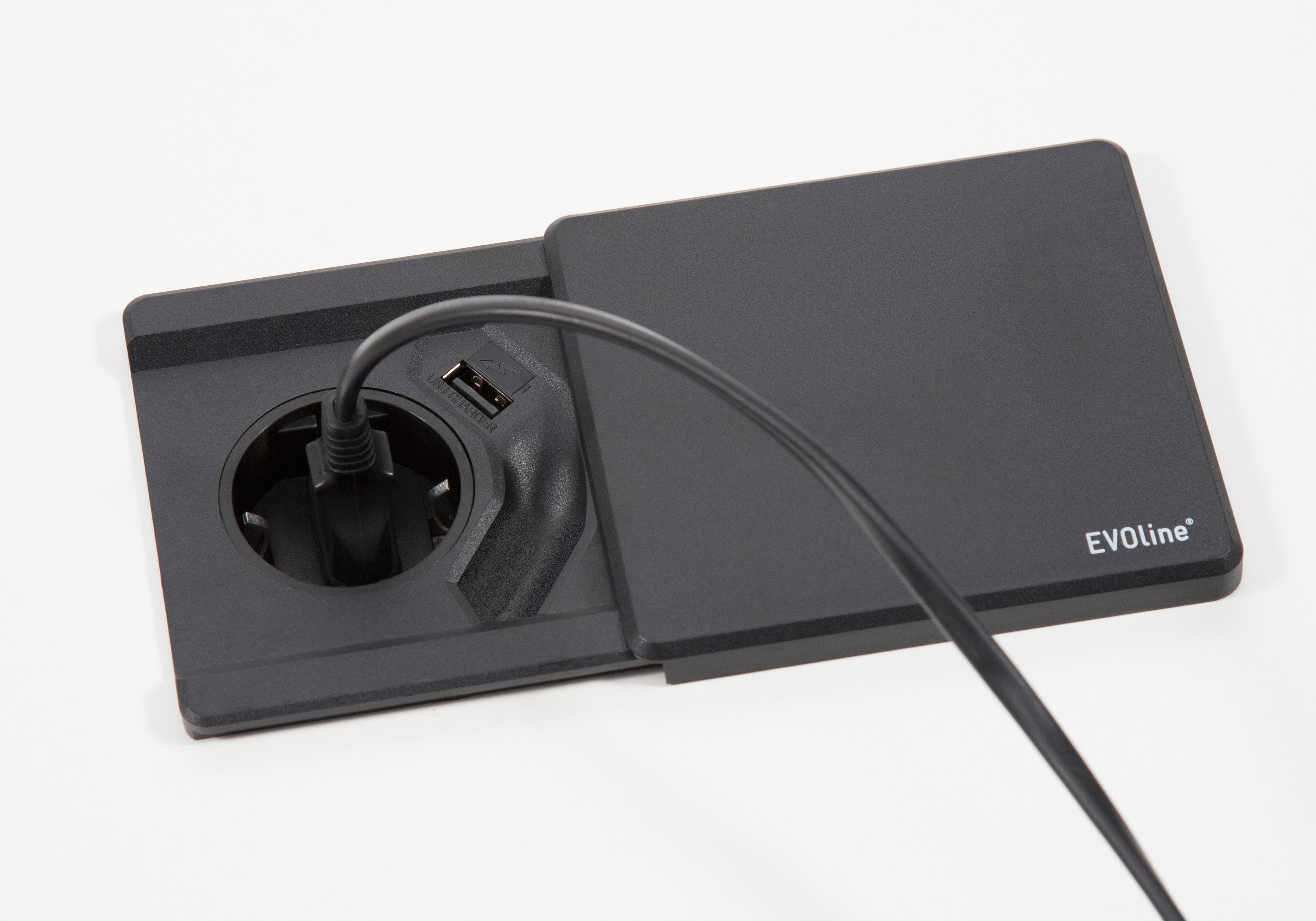 EVOline® 159270000300 Tisch-Einbausteckdose Square80 mit USB-Buchse