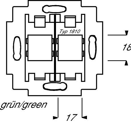 Busch-Jaeger 1810 Tragring mit grünem Sockel für 2 Modular-Jack-Einsätze, grün, UP-Montagedosen und -Einsätze