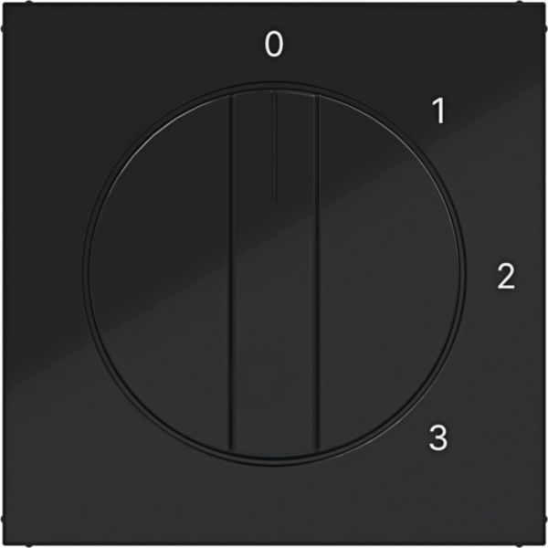 Hager WAF1315BG Zentralstück mit Drehknopf für 3-Stufenschalter, 0-Stellung, A.x/C.x, nachtschwarz glänzend