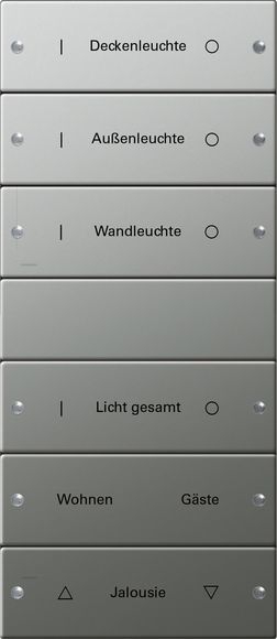 Gira 2136602 Wippenset 6-fach (3+3) beschreibbar, System 55, Edelstahl