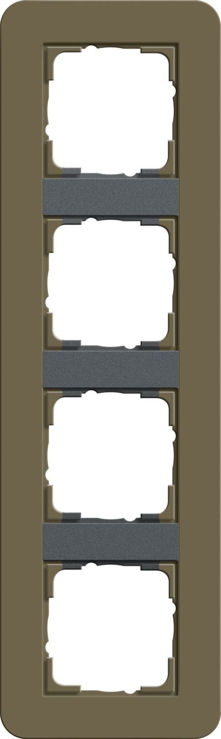Gira 0214426 Abdeckrahmen 4-fach, Gira E3, umbra Soft-Touch mit Trägerrahmen anthrazit