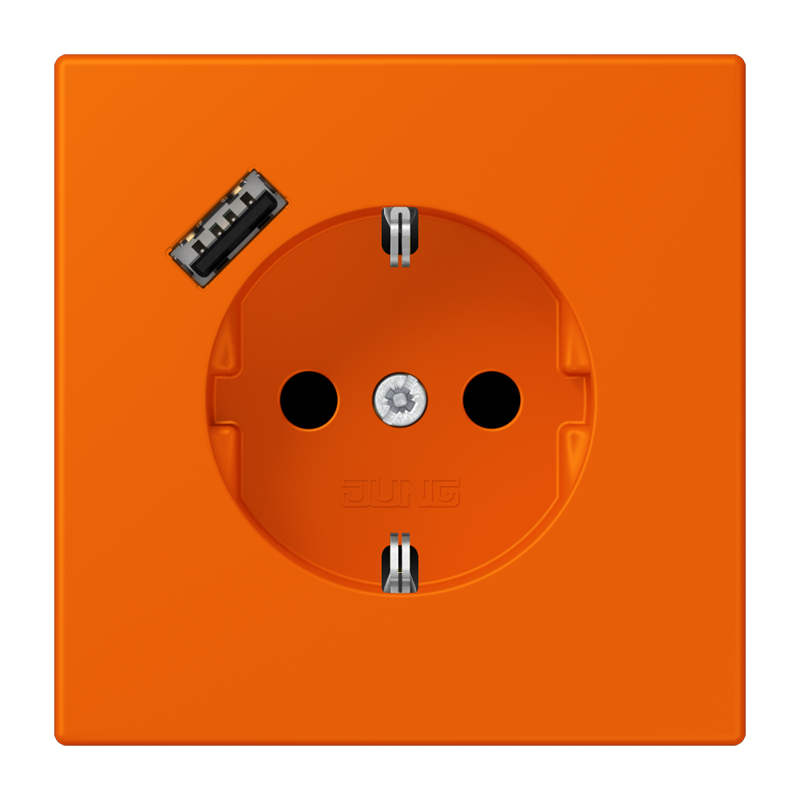 Jung LC152018A224 Schutzkontakt-Steckdose mit USB-Ladegerät Typ A, Safety+, Les Couleurs® 32080, orange