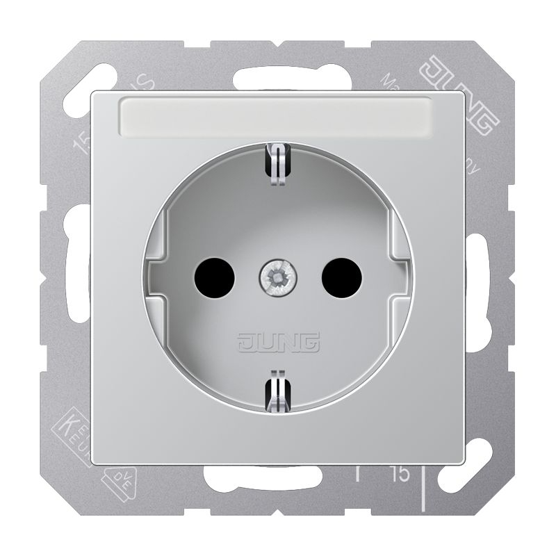 Jung A1520BFNAAL Schutzkontakt-Steckdose, mit Schriftfeld, Thermoplast lackiert, Serie A, aluminium