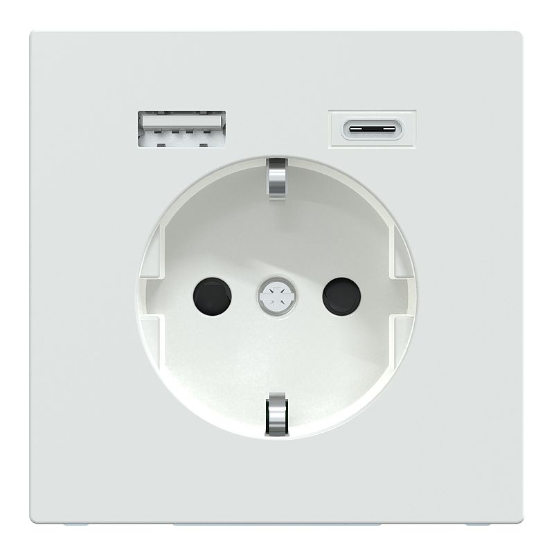 Merten MEG2367-6035 Schutzkontakt Steckdose mit USB Ladegerät, System Design, Lotosweiß