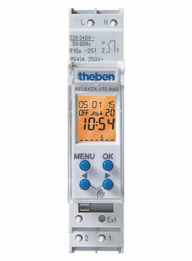 Theben 1750100 SELEKTA 175 top2 Reiheneinbau Schaltuhr, astronomisch, 1 TE