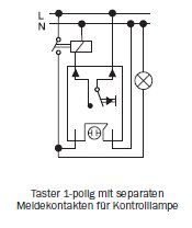 Merten MEG3154-0000 Taster-Einsatz mit separatem Meldekontakt, Schließer 1-polig , 10 A, AC 250 V, Steckklemmen