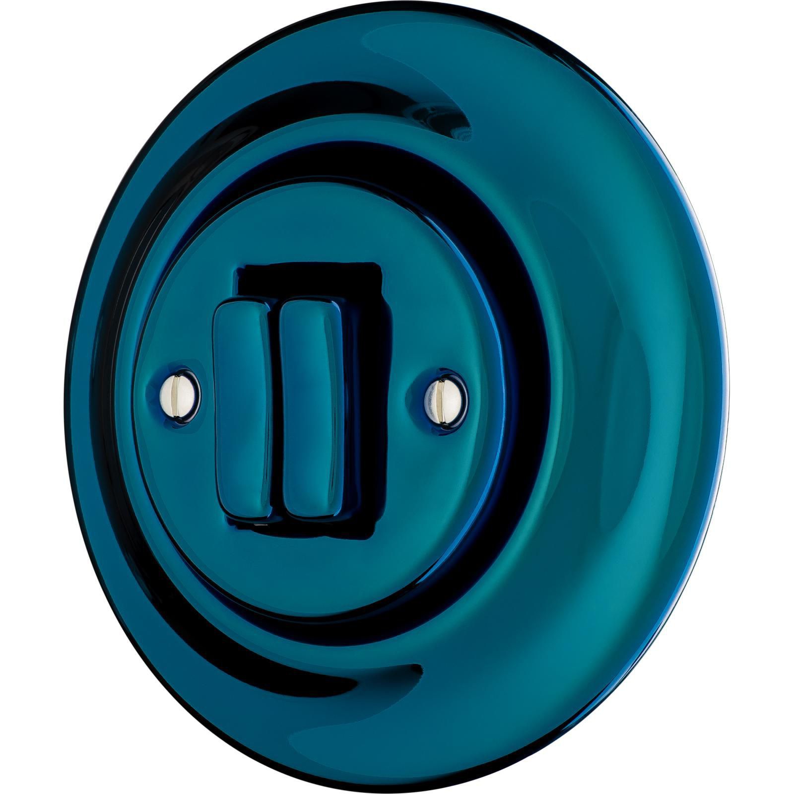 Katy Paty AZORICA Porzellan-Schalter schmal 2-fach, Serie, blau metallic