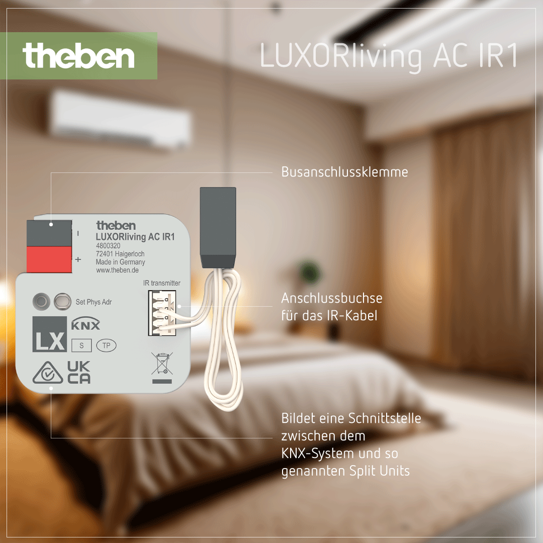 Produktdetails zum LUXORliving AC IR1 Gateway für die Integration von Klimaanlagen in Ihr System