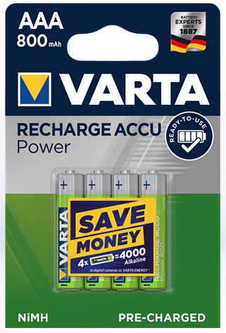 Varta ACCU Batterien 56703 AAA/Micro Akku 800mAh, 4-Stück