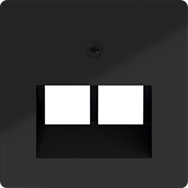Hager WAF2108BG Zentralstück für UAE Steckd. 2-fach, 50x50 mm, A.x/C.x, nachtschwarz glänzend