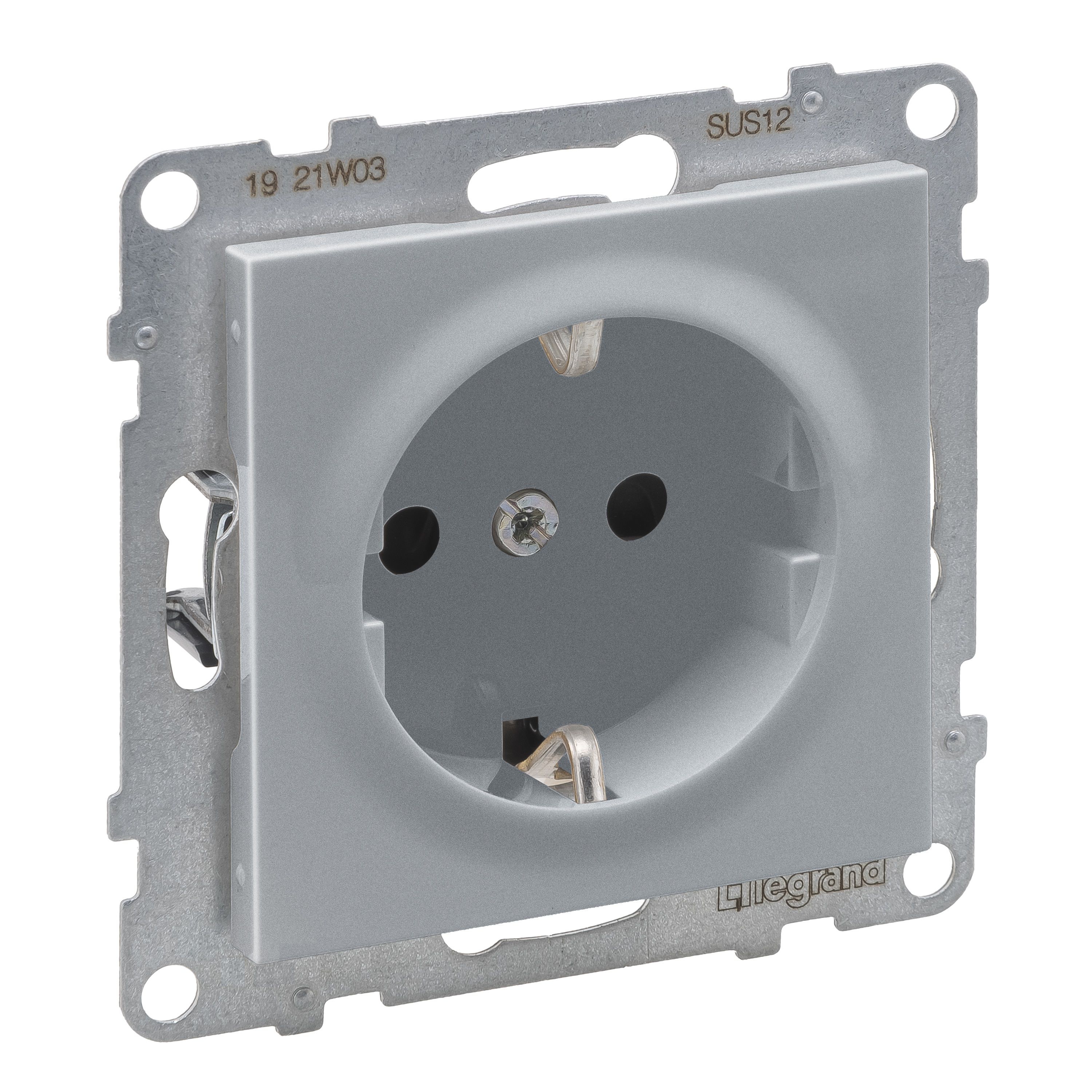 Legrand 765220 SEANO Schutzkontakt-Steckdose, Steckklemmen, 16 A, 250 V, mit erhöhtem Berührungsschutz, aluminium lackiert