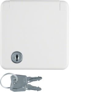 Berker 421209 Schutzkontakt-Steckdose mit Abdeckplatte, Klappdeckel und Schloss, wg Up IP44, polarweiß glänzend