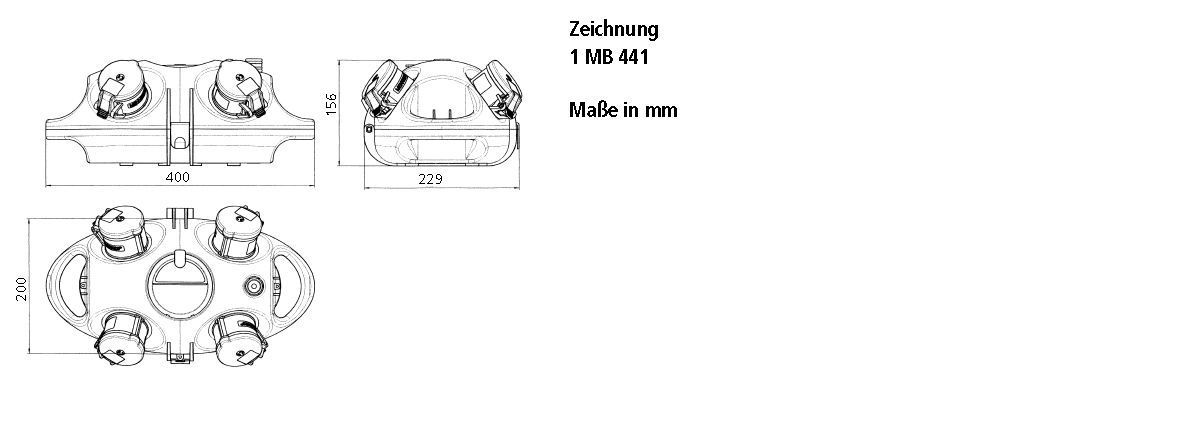 Mennekes 94564GE AirKRAFT Steckdosen-Kombination, IP44, 2x CEE, 2x Schutzkontakt