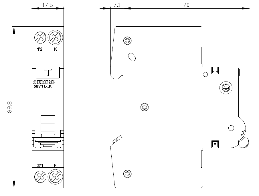 Siemens 5SV13166KK16 FI/LS-Schalter kompakt, 1P+N, 6 kA, Typ A, 30 mA, B16