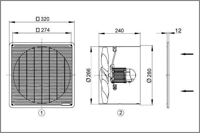 Maico DZF25/4D Axialer Wandeinbauventilator