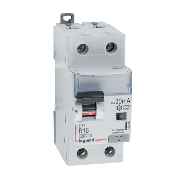 Legrand 410965 DX3 FI/LS-Schalter B-Charakteristik, 16A, 1P+N, 6kA, 30mA, Typ A, 230VAC, 2TE