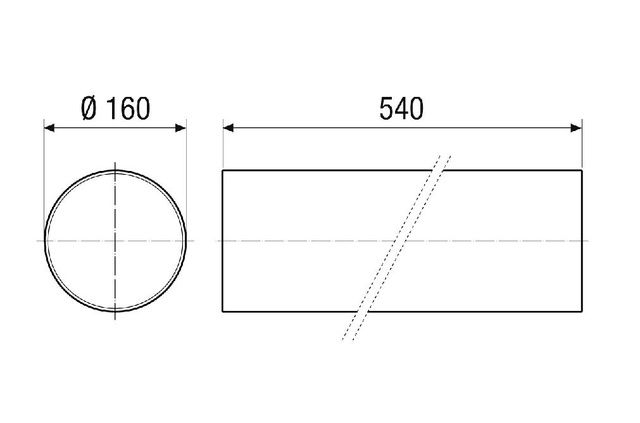 Maico RH 160 Rohbauhülse Rohbauhülse 540 mm, Ø 160 mm, inkl. 2x Putzschutzdeckel