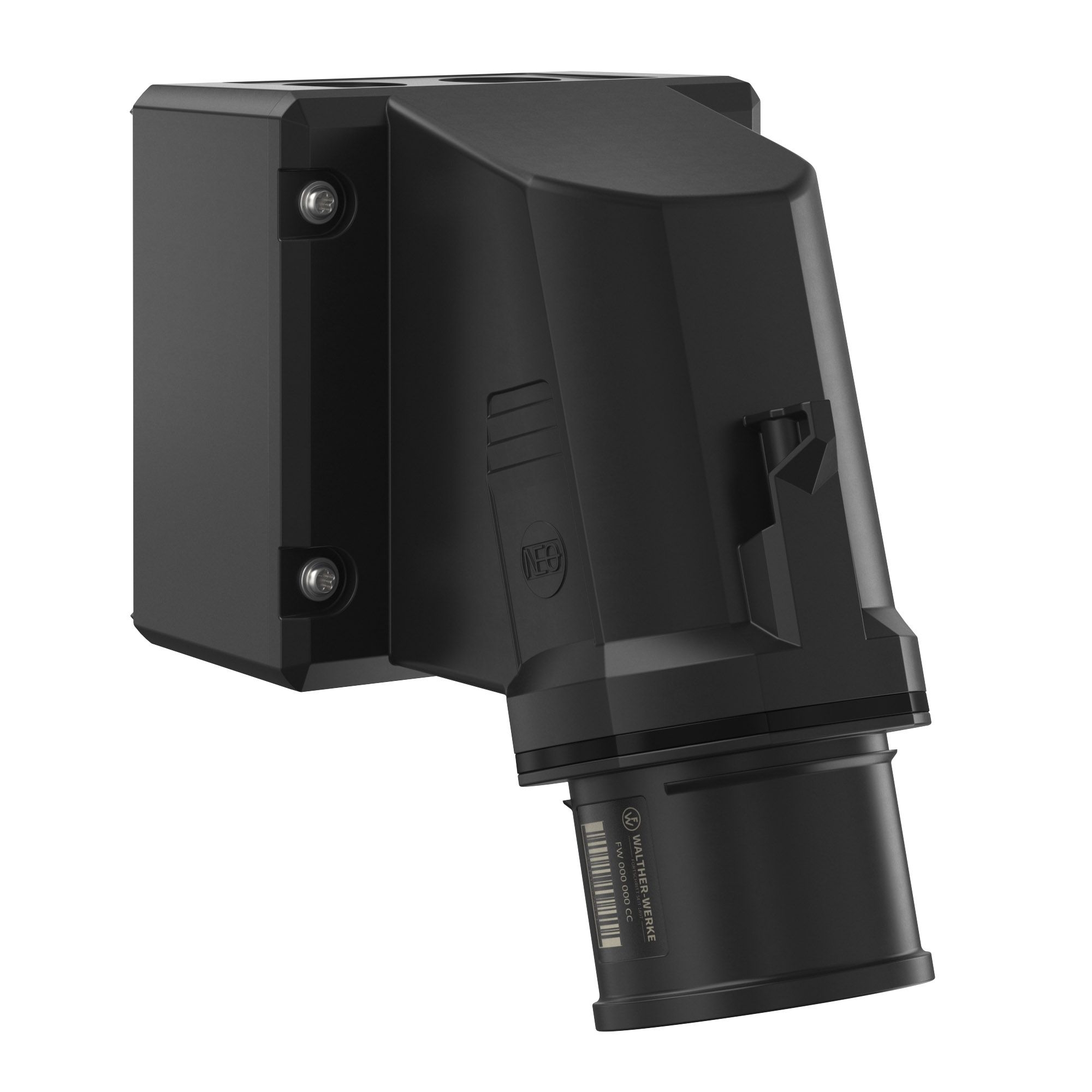 Walther Werke FW734507CC CEE NEO Wandgerätestecker schräg 32A 5P 7h IP54 mit Käfigzugfeder-Technik und drehbarem Boden