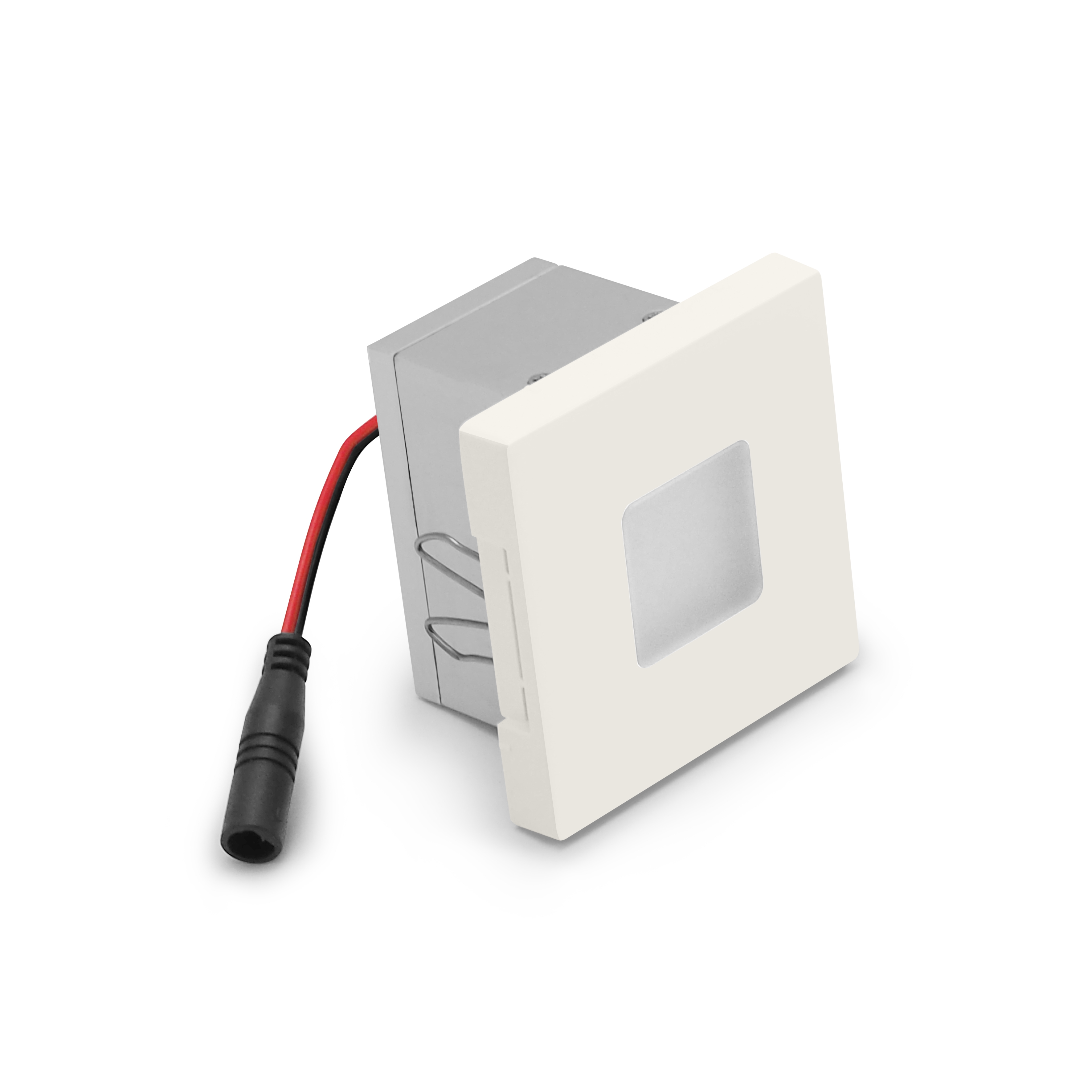 qles WEQ0619 Wandeinbauleuchte Quadrat, für Merten System-M, beleuchtet/LED/warmweiß (3000k), Polarweiß glänzend, brillant, IP44