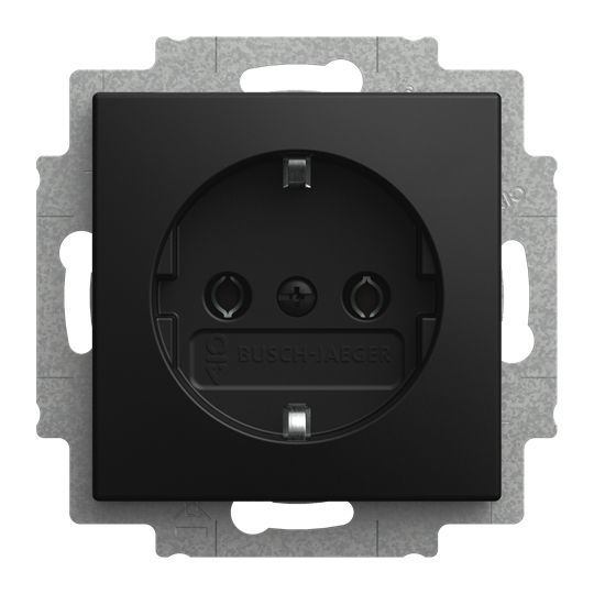 Busch-Jaeger 2300 EUC-915 Schutzkontaktsteckdose mit Schraubanschluss, mit Befestigungskrallen, Busch-balance SI, schwarz matt