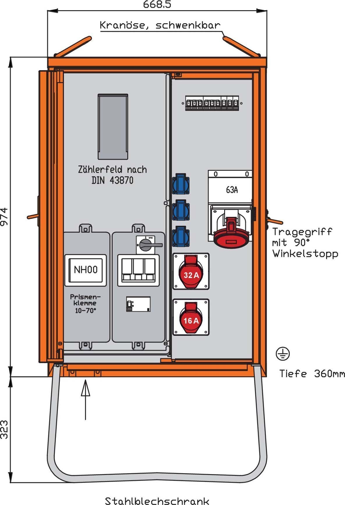 Walther Electric WAV0160BR1 Anschlussverteiler 44kVA Vattenfall