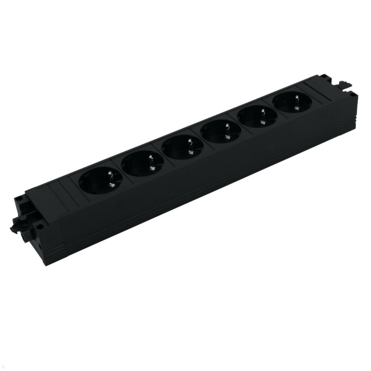 Bachmann 906.12640 Modulare Steckdosenleiste STEP BASE, 6x Schutzkontaktsteckdose, GST18, schwarz