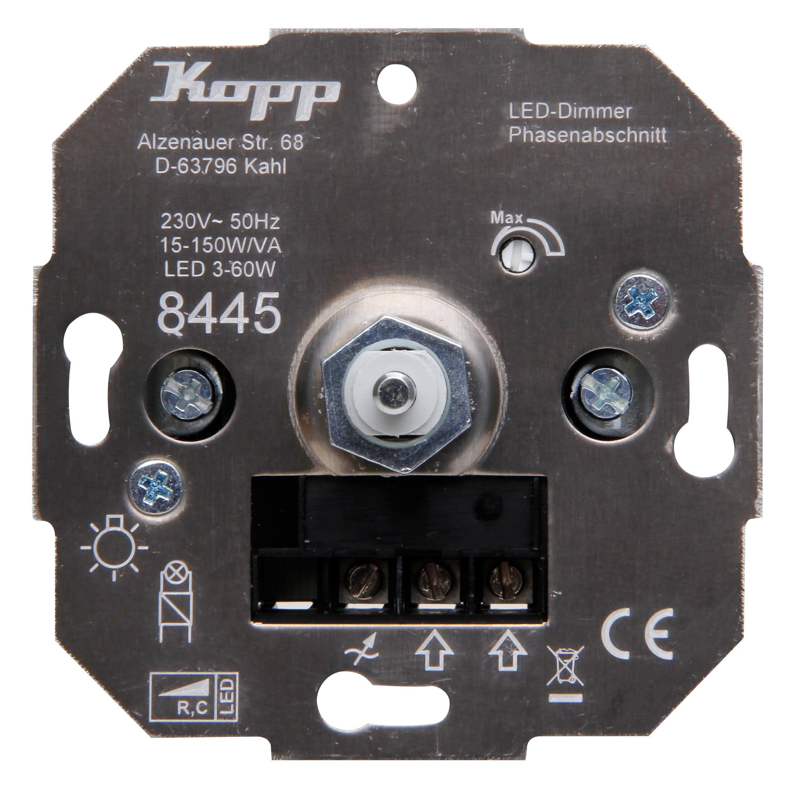 Kopp 844500001 Dimmer Sockel Druck-Wechselschalter LED-Dimmer, 50W/RC