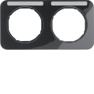 Berker 10122135 Rahmen 2-fach mit Beschriftungsfeld, R.1, schwarz glänzend