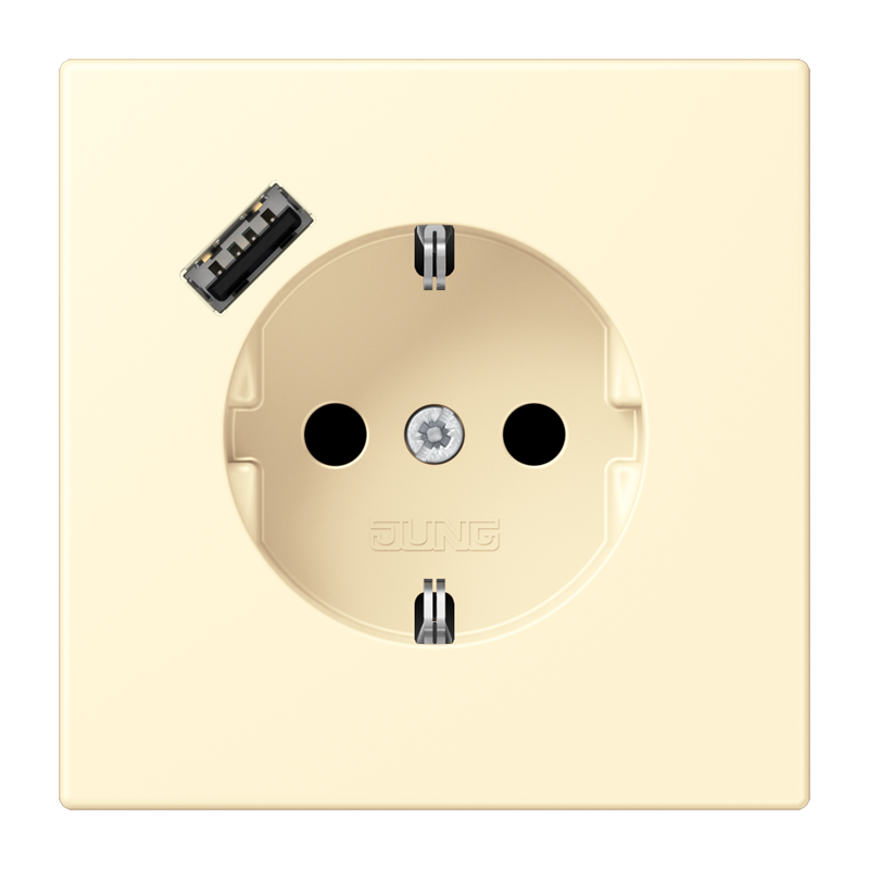 Jung LC152018A201 Schutzkontakt-Steckdose mit USB-Ladegerät Typ A, Safety+, Les Couleurs® 32001, blanc
