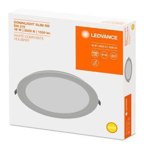 LEDVANCE Downlight flach 18W Ø210mm, warmw., nicht dimmbar
