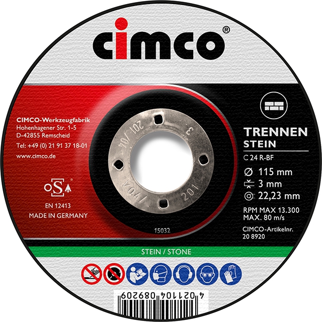 Cimco 20 8924 Korund-Trennscheibe, Stein, Scheiben-Ø 230 mm