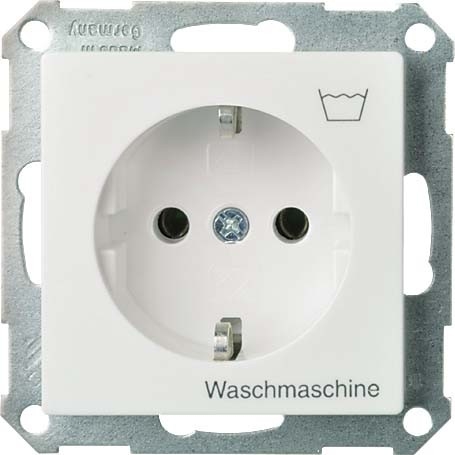 Elso 265124 Schutzkontakt-Steckdose mit Aufdruck "Waschmaschine", 16 A, 250 V, Steckklemme, Joy, reinweiß glänzend