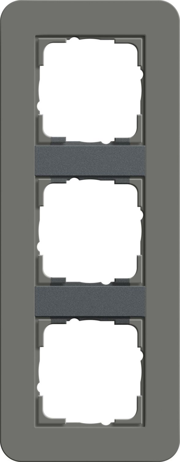 Gira 0213423 Abdeckrahmen 3-fach, Gira E3, dunkelgrau Soft-Touch mit Trägerrahmen anthrazit