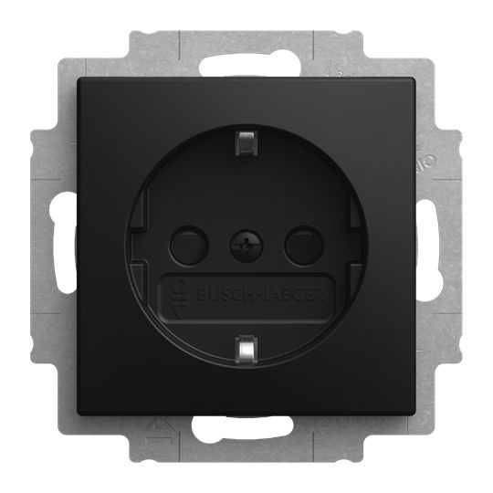 Busch-Jaeger 20 EURB-915 Schutzkontaktsteckdose Safety+, ohne Befestigungskrallen, Busch-balance SI, schwarz matt