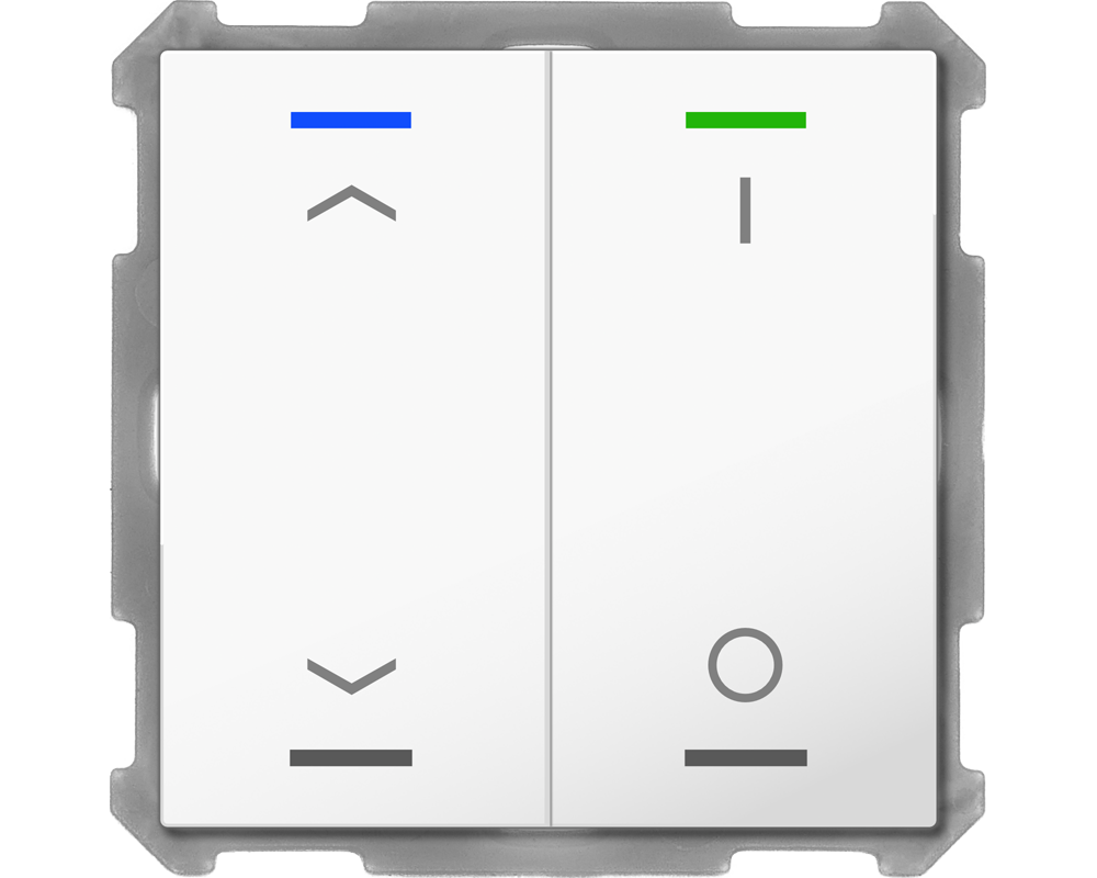 MDT BE-TAL6302.C1 KNX Taster Light 63 2-fach, RGBW, Studioweiß glänzend, Jalousie, Schalten