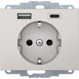 Berker 48047004 Schutzkontakt-Steckdose / USB A-C K.x, edelstahl matt lackiert
