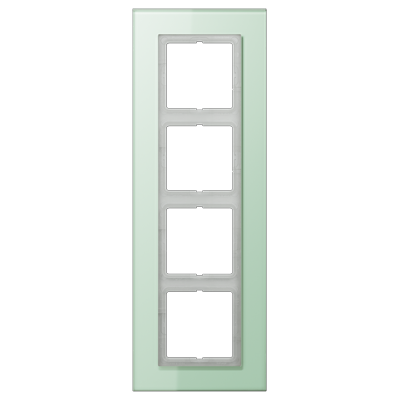 Jung LSP984GLAS Glasrahmen 4-fach, senkrechte und waagerechte Montage, Glas, LS PLUS, mattweiß