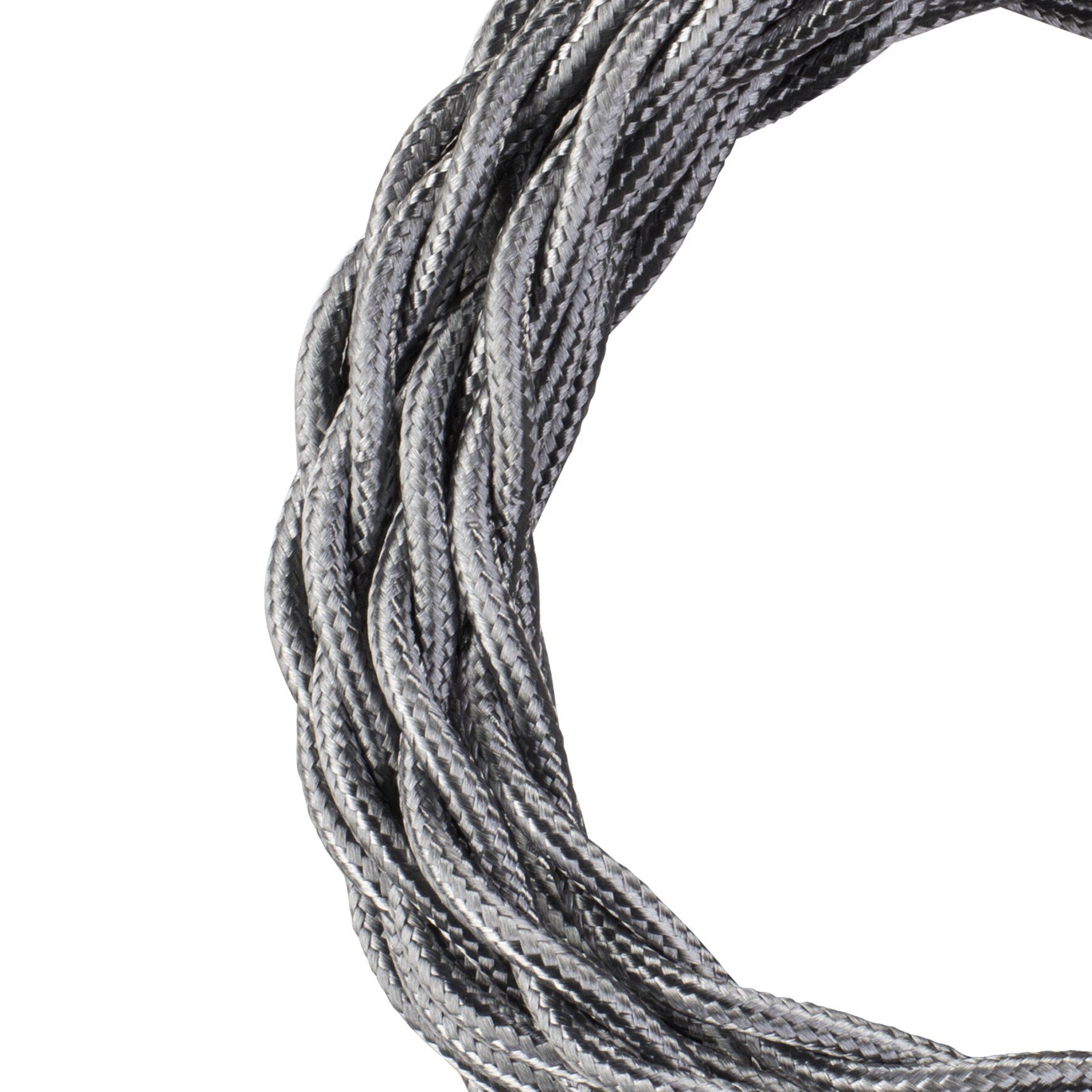 BAILEY 140315 Textilkabel 2x0,75mm², gedreht, Länge 3m, silber metallic