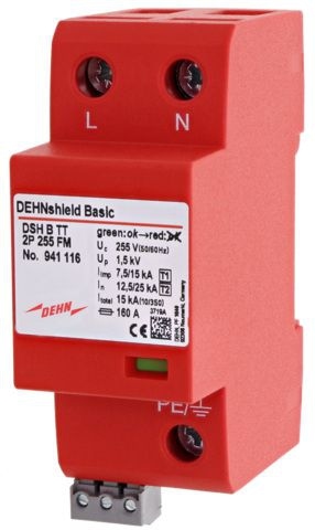 Dehn + Söhne 941116 Anwendungsopt. Kombi-Ableiter DEHNshield B Typ 1+2 für einphasige TT-und TN-System
